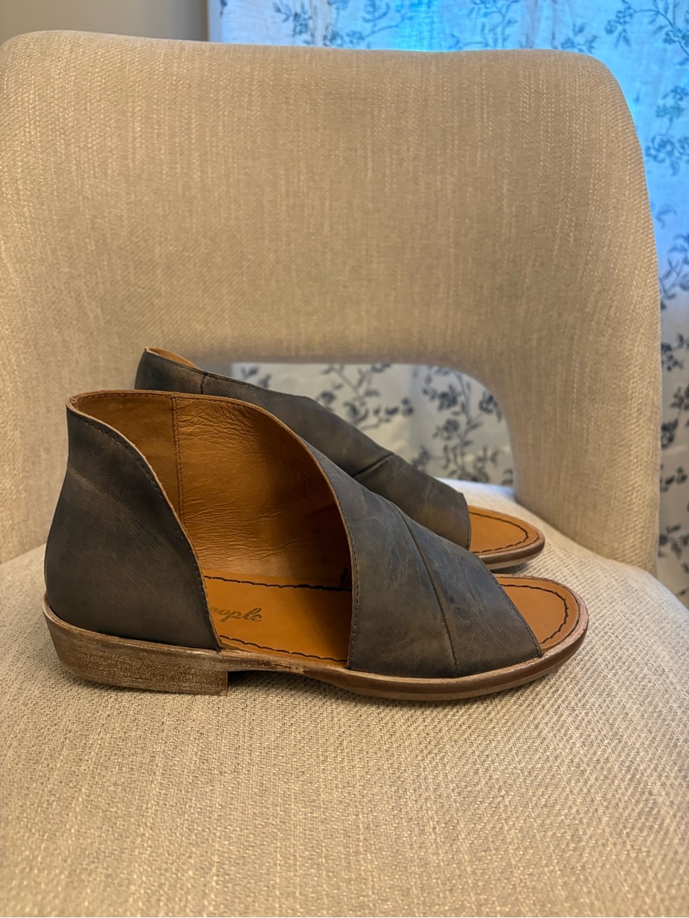 Free People Slate Leather Open-Side Sandals